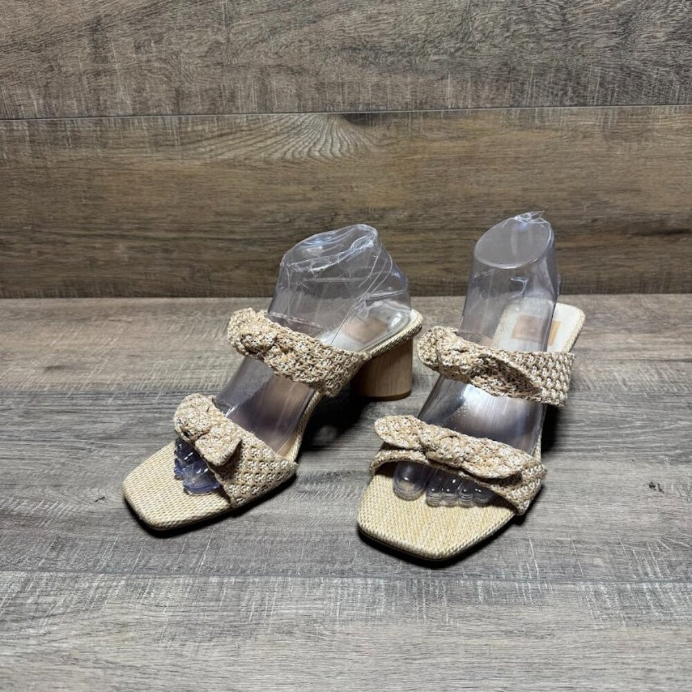 Dolce Vita Natural Braided Straw Block Heel Mules